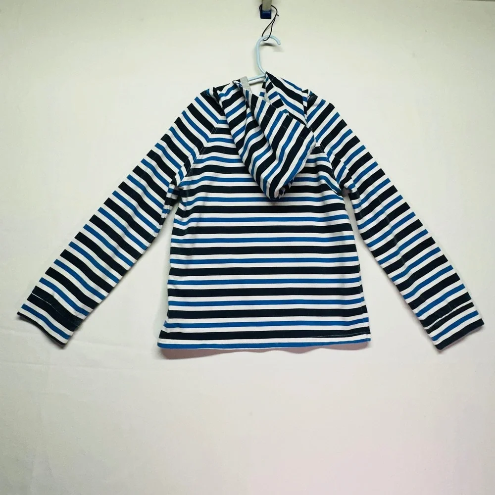 Generation Joy Blue Nautical Striped Hoodie Lined Hood Little Boys Large 4/5 6/7